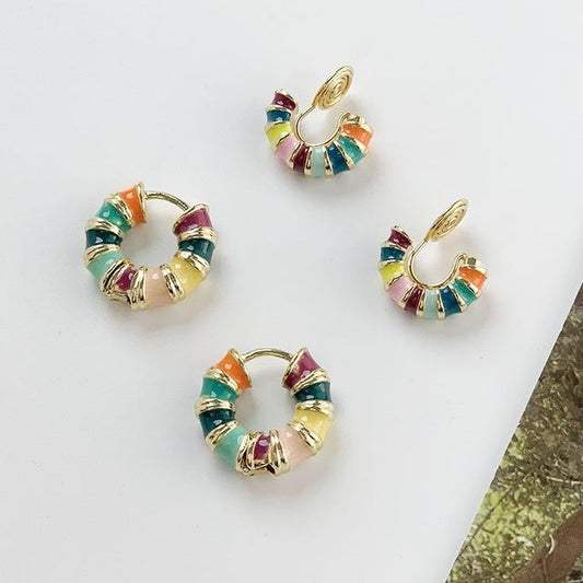 / designs) Glaze (various Alloy Open Earring Hoop