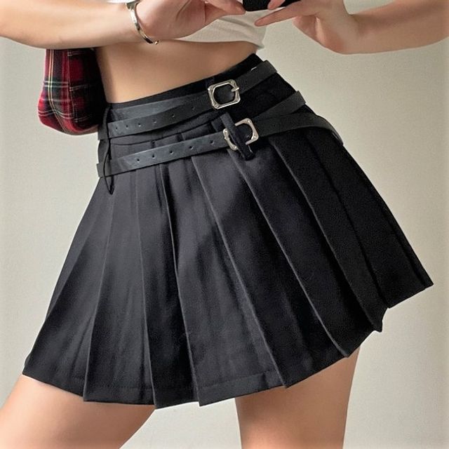 Rise Plain Mini Pleated High Skirt