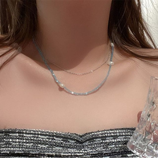 Choker Alloy Faux Layered Pearl