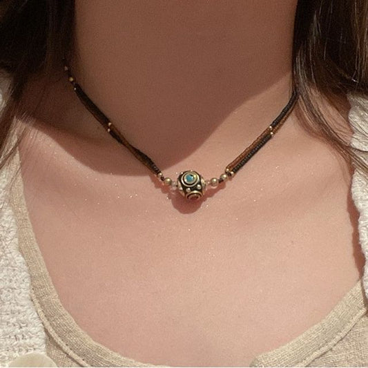 Bead Cord Pendant Bracelet / Choker