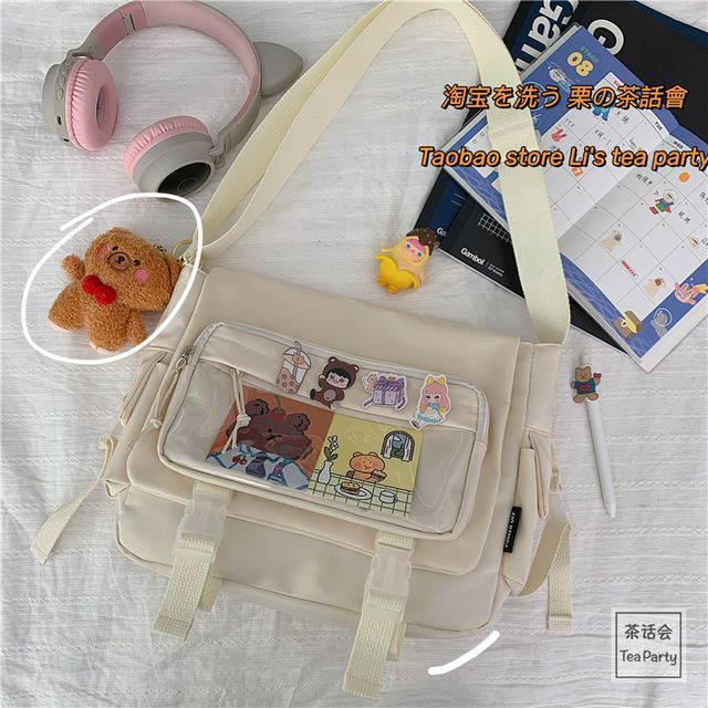 PVC Panel Multi-Pocket Crossbody Bag / Bag Charm / Set