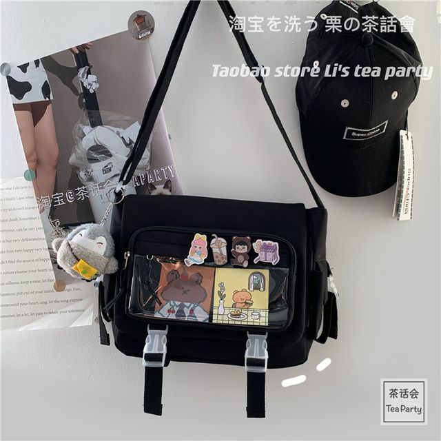 PVC Panel Multi-Pocket Crossbody Bag / Bag Charm / Set