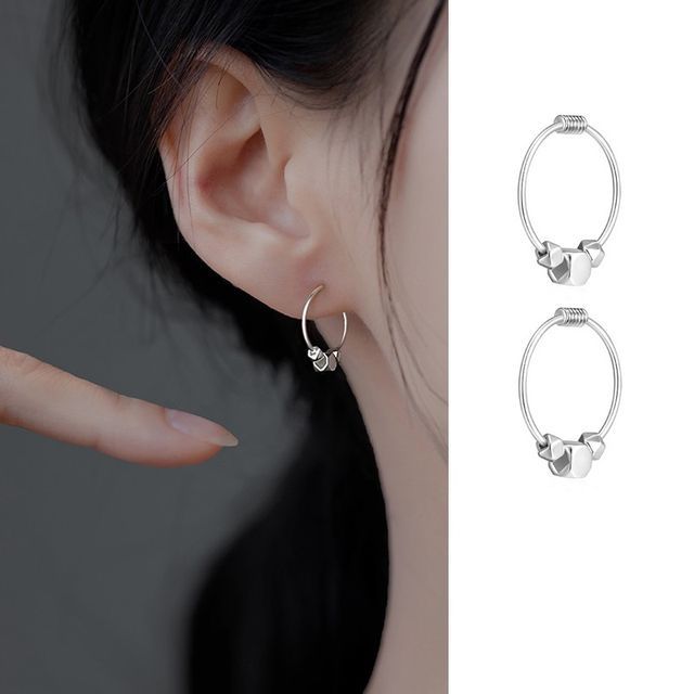 Silver Hoop Bead Earring Sterling