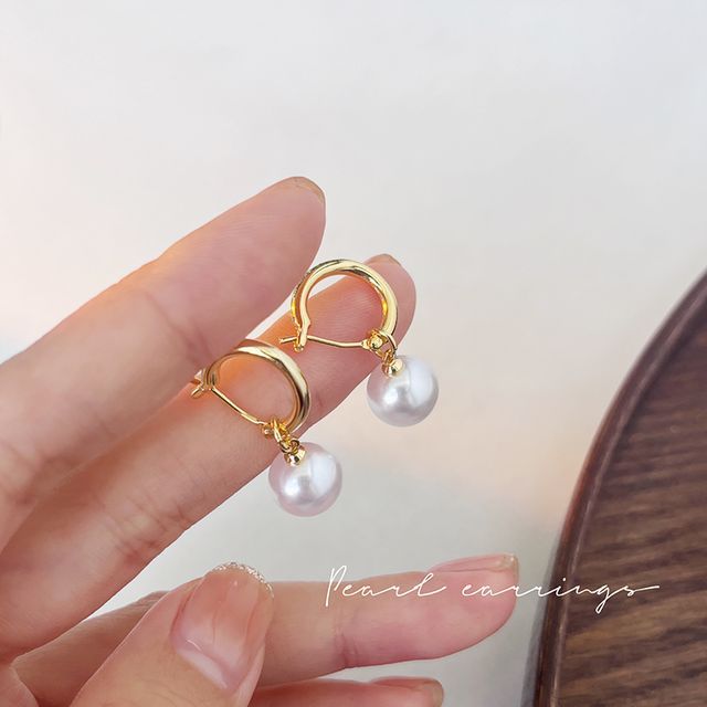 Dangle Sterling Faux Pearl Earring Silver