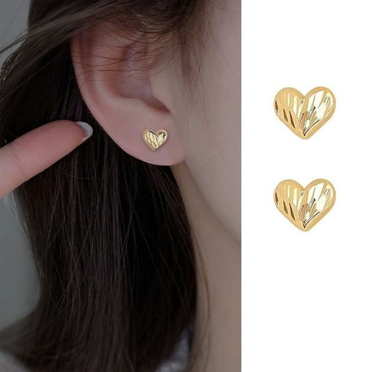 Silver Sterling Textured Earring Heart