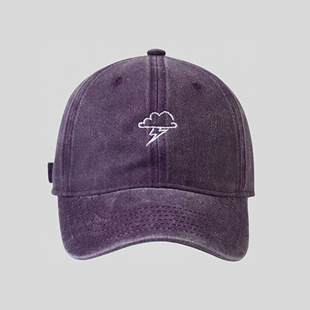 Baseball Lightning Cap Cloud Embroidered