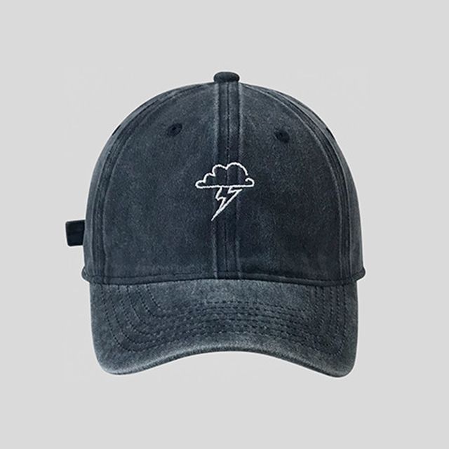 Baseball Lightning Cap Cloud Embroidered