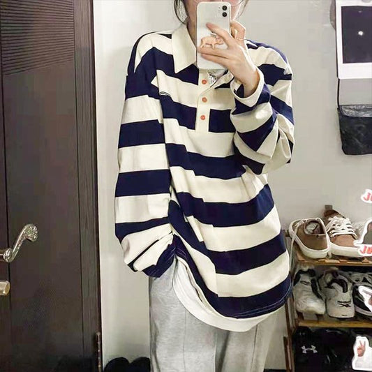 Shirt Long-Sleeve Striped Polo