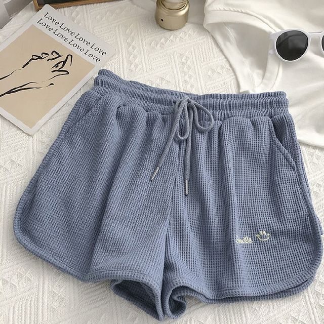 Embroidered Shorts Waist High Letter