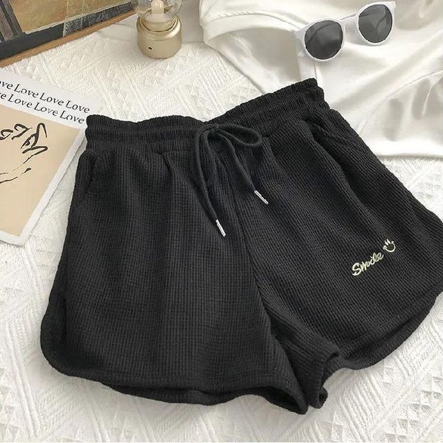 Embroidered Shorts Waist High Letter