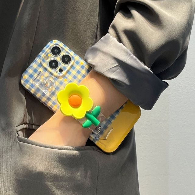 Phone Case Flower Plaid Wristband