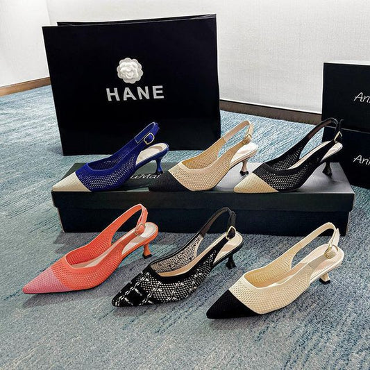 Heel Kitten Pointed Sandals Slingback