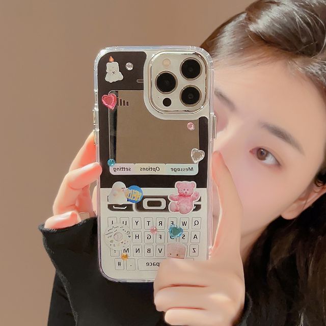 Mirrored Phone Print Vintage Case Cellphone