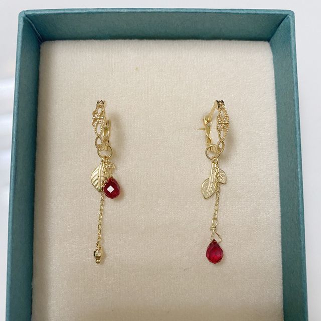 designs) Earring (various Asymmetrical Leaf Drop Alloy Agate