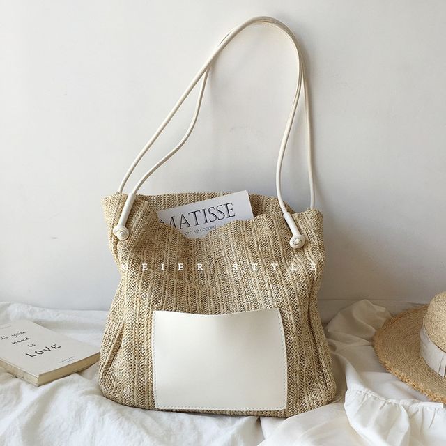 Bag Straw Tote Applique
