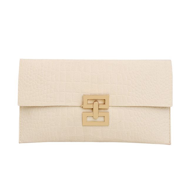 Flap Crocodile Grain Clutch