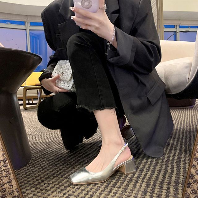 Block Sandals Heel Slingback