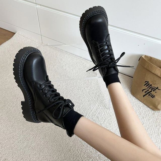 Platform Lace Up Short Boots