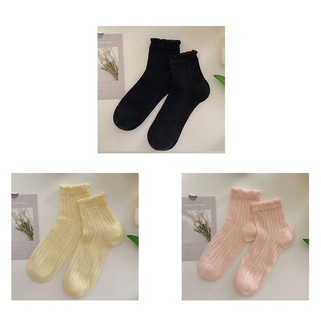 Plain Frill Short Socks Set