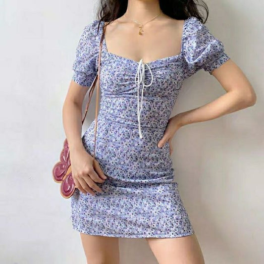 Mini Sheath Floral Dress Short-Sleeve