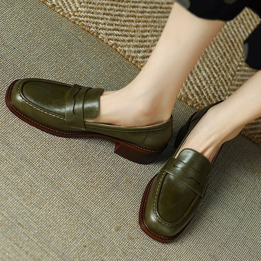 Faux Penny Loafers Leather