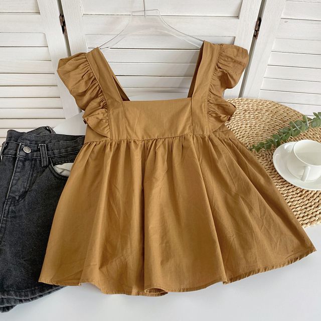 Fließende Bluse mit Flügelärmeln und quadratischem Ausschnitt