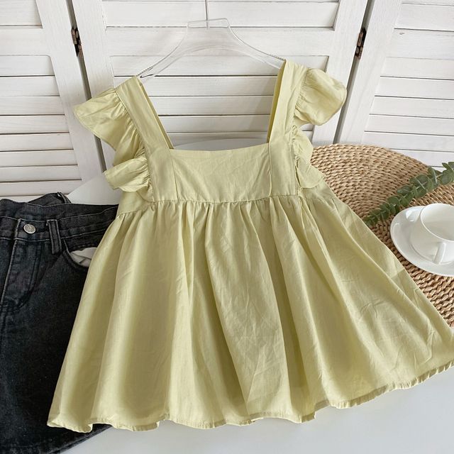 Fließende Bluse mit Flügelärmeln und quadratischem Ausschnitt