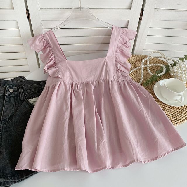 Fließende Bluse mit Flügelärmeln und quadratischem Ausschnitt