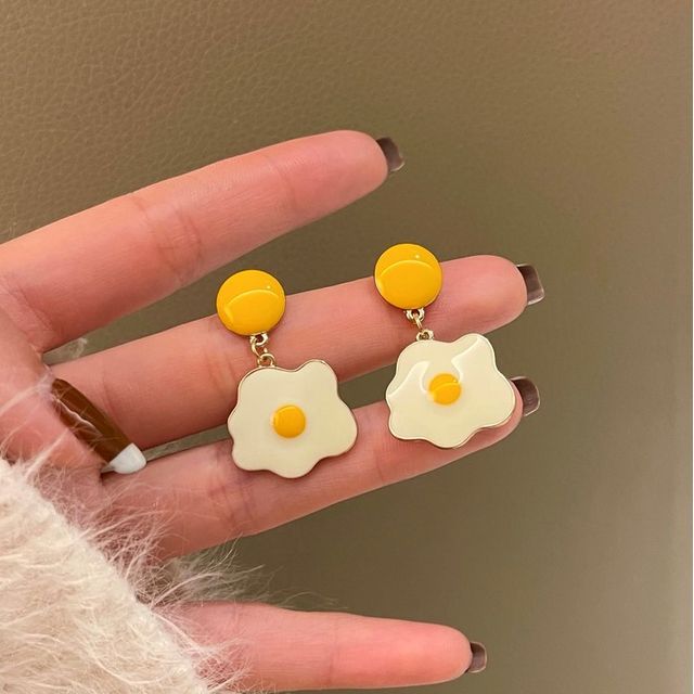 Drop Alloy Earring Egg Glaze Fried