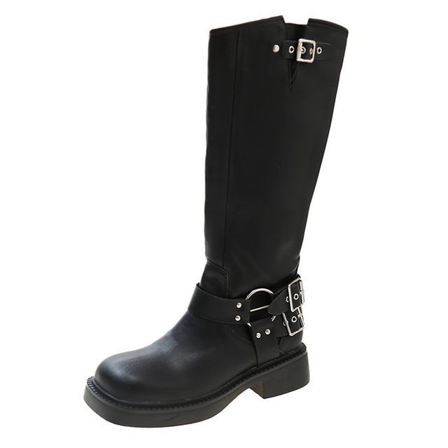 Platform High Multi-Buckle Knee Boots