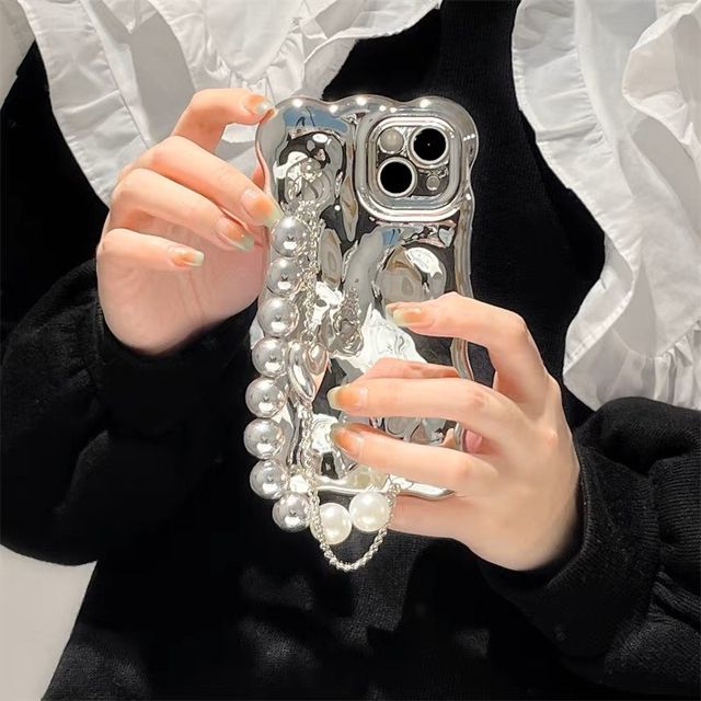 Pearl Faux Strap Metallic Phone Case