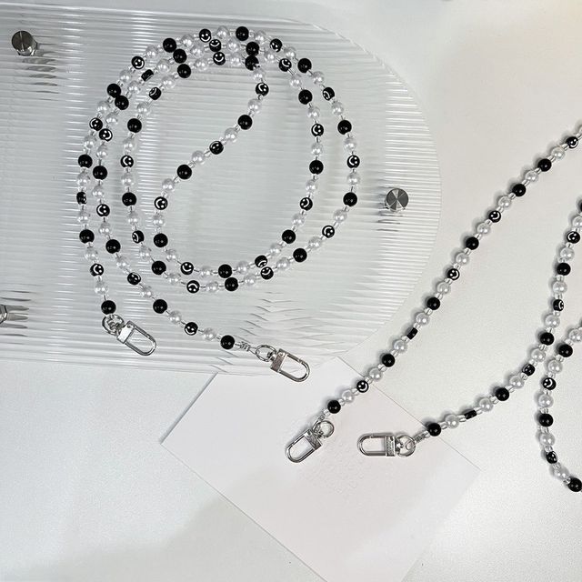 Pearl Smiley Faux Phone Strap