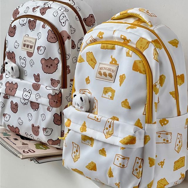 Cheese Print Backpack / Charm / Set