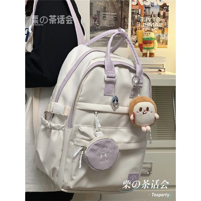 Two-Tone Top Handle Backpack / Charm / Set