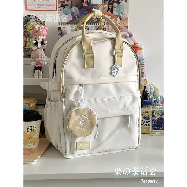 Two-Tone Top Handle Backpack / Charm / Set