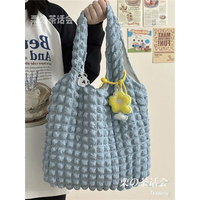 Plain Shirred Tote Bag / Charm / Set