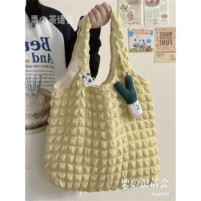 Plain Shirred Tote Bag / Charm / Set