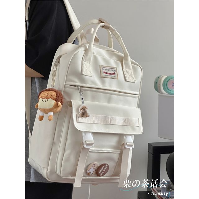 Color Block Top Handle Backpack / Charm / Set