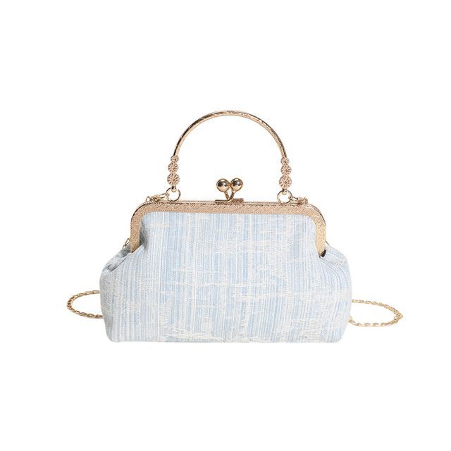 Kiss Lock Denim Crossbody Bag