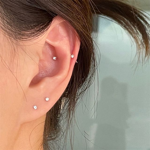 Earring Alloy Stud Set: Pair Rhinestone 2