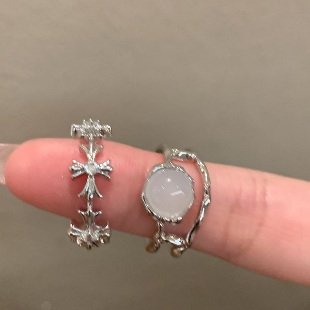 / Set Moonstone Open Cross Faux Ring