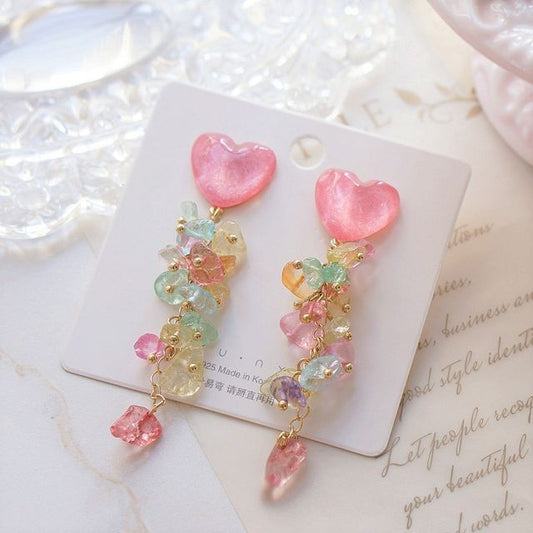 Heart Floral Acrylic Dangle Earring