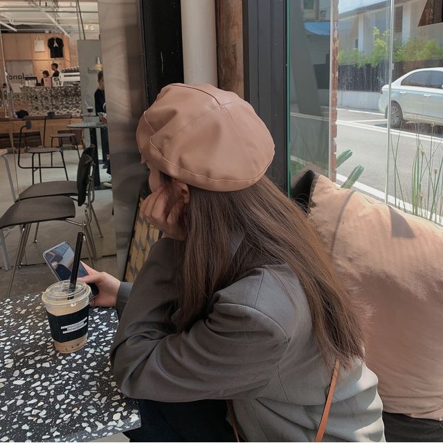 Faux Beret Leather Buckled