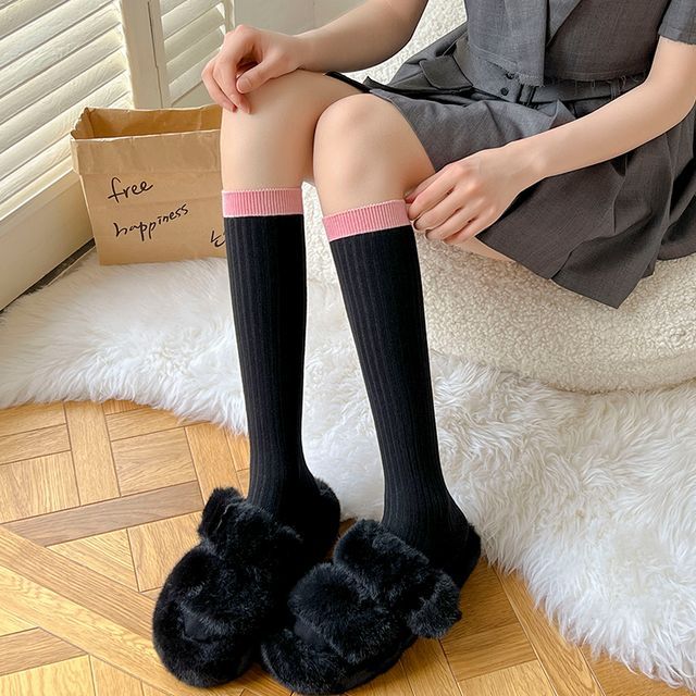 Two Tone Ribbed Socks