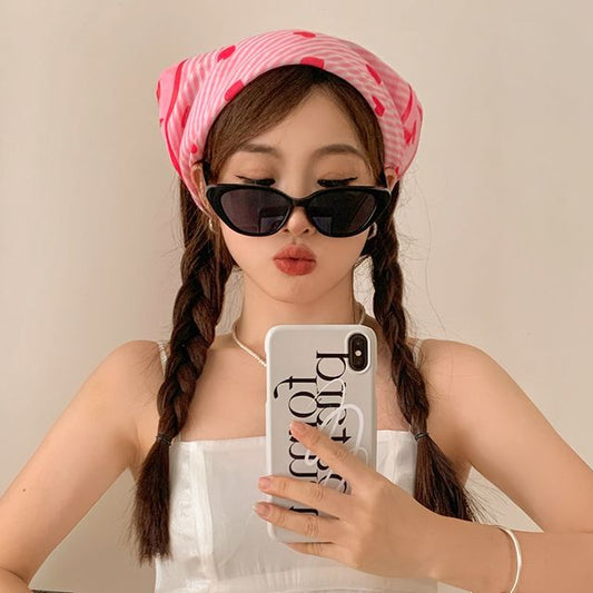 Heart / Cat Print Eye Headkerchief Sunglasses