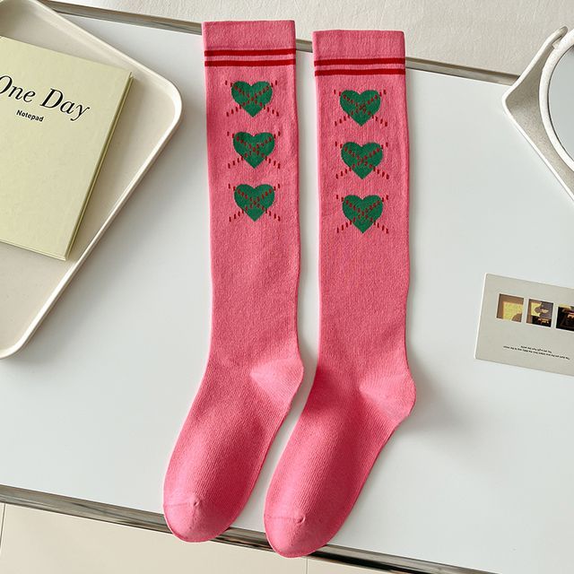 Heart Print Tall Socks