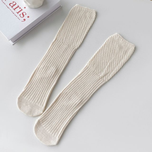 Plain Ribbed Knit Socks