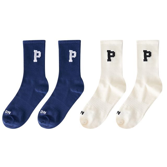 Set of 4 Pairs: Lettering Ribbed Socks