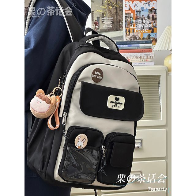 Applique PVC Panel Multi-Pocket Backpack / Bag Charm / Set