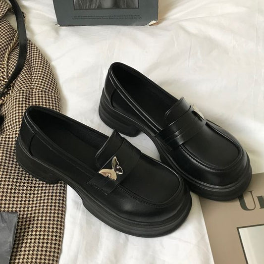 Faux Leather Butterfly Loafers